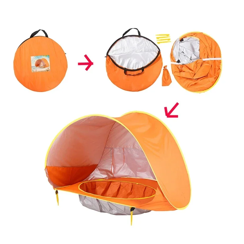 Baby Beach Tent Children Waterproof Pop Up Sun Awning Tent UV-protecting Sunshelter with Pool Kid Outdoor Camping Sunshade Beach