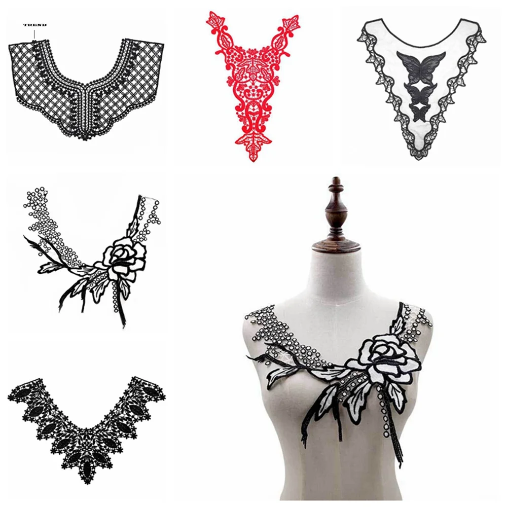 8 Style Flower Scrapbooking Neckline DIY Apparel Sewing Fabric Embroidery Garment Accessories Lace