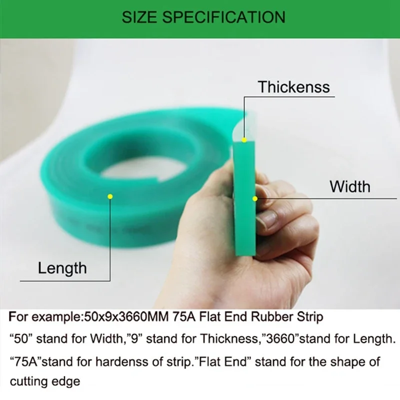 65A/75A/85A/90A 50mm*9mm Flat Head Screen Printing Squeegee Scraper Strips Silk Squeegee Blade Ink Scratch Board Tools