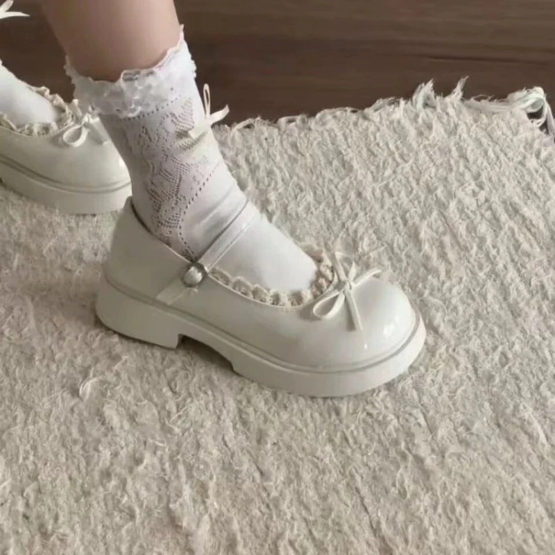 

Fashion Retro Lace Up Chunky Heel Buckle Flats For Women Casual Daily Wear Soft Comfort