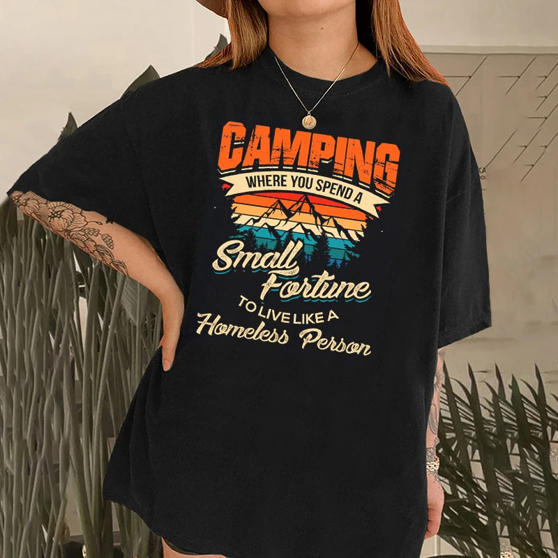 

Funny Camping Gifts With Sayings For Campers Camp Women Funny Graphic T Shirt Oversize Short Sleeve Tee Plus Size Women top