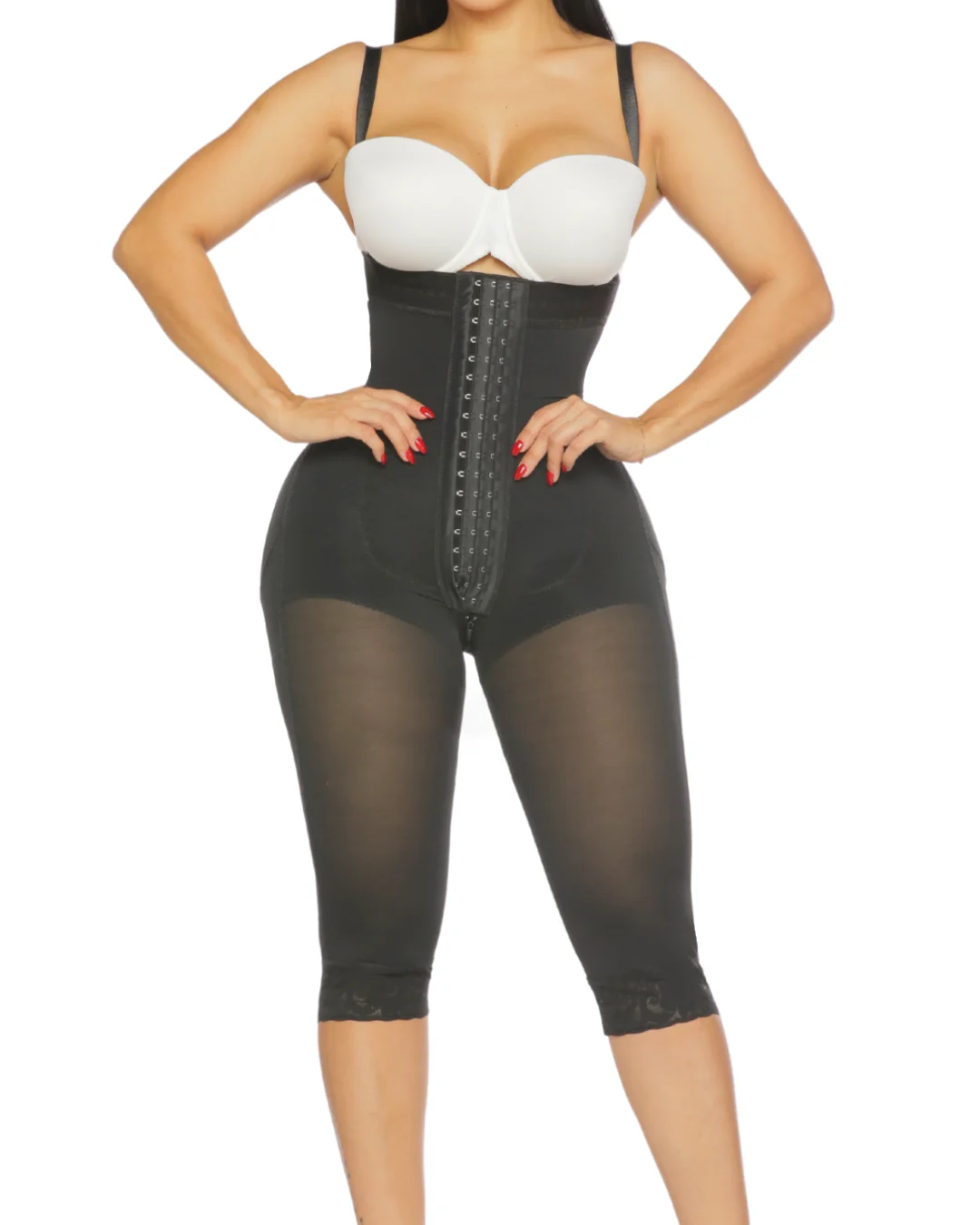 Shapewear pants with sleeveless stepless straps  High Compression Slimming Control Belly Garments Front Closure Buttocks Butt