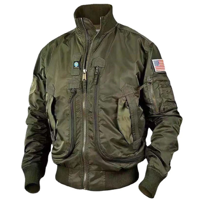 Quality Men L-2X Bomber Jackets US SWAT Outdoor Multi-pocket Waterproof Military ArmyGreen Tactical Techwear Hiking Safari Coats