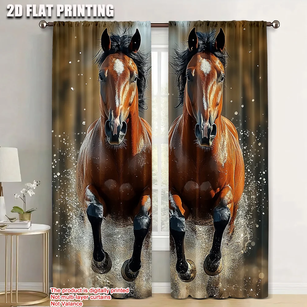 

2pc, Window Curtains horse (2) Versatile Fabric,Without Electricity Festive Wall Decor Suitable for Classroom decoration