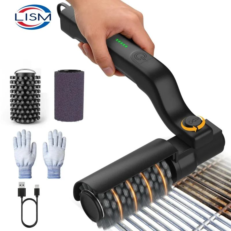 BBQ Grill Brush 3-Speed Settings Electric Grill Brush,180° Adjustable Head,90 Mins Grill Cleaner for Outdoor Griddles Smokers