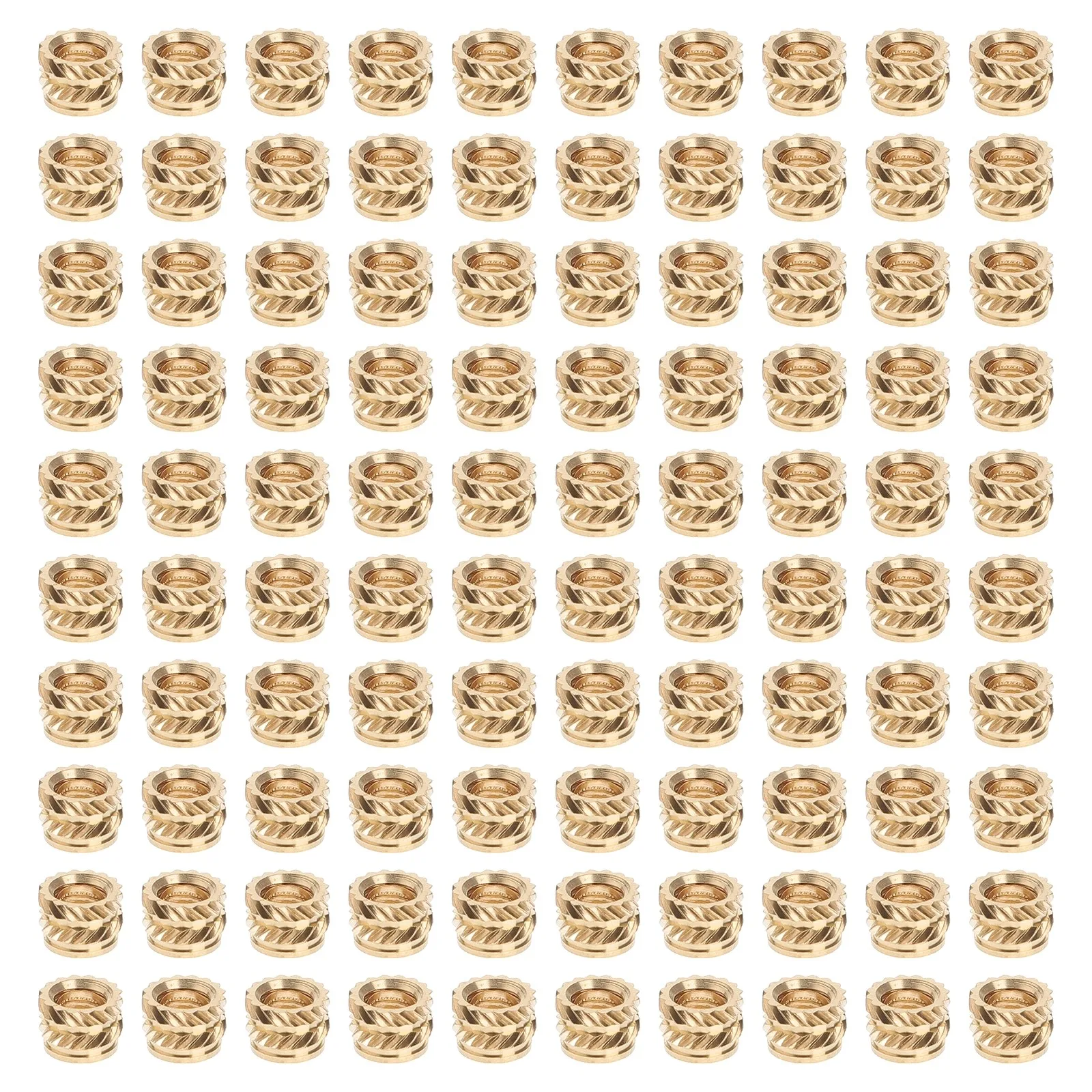 100Pcs Copper Alloy Hot-Melt Hot-Pressed Nut for 3D Printing Ultrasonic Welding Heat Setting Plastic Embedment Knurled Threaded