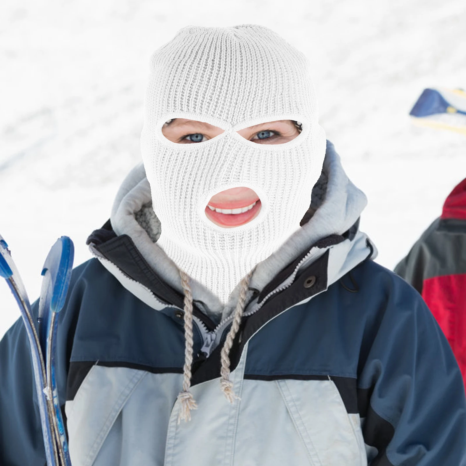 

Warm Balaclava Ski Mask 3 Hole Knit Beanie White Yarn Men Women Cover Outdoor Sports Accessories