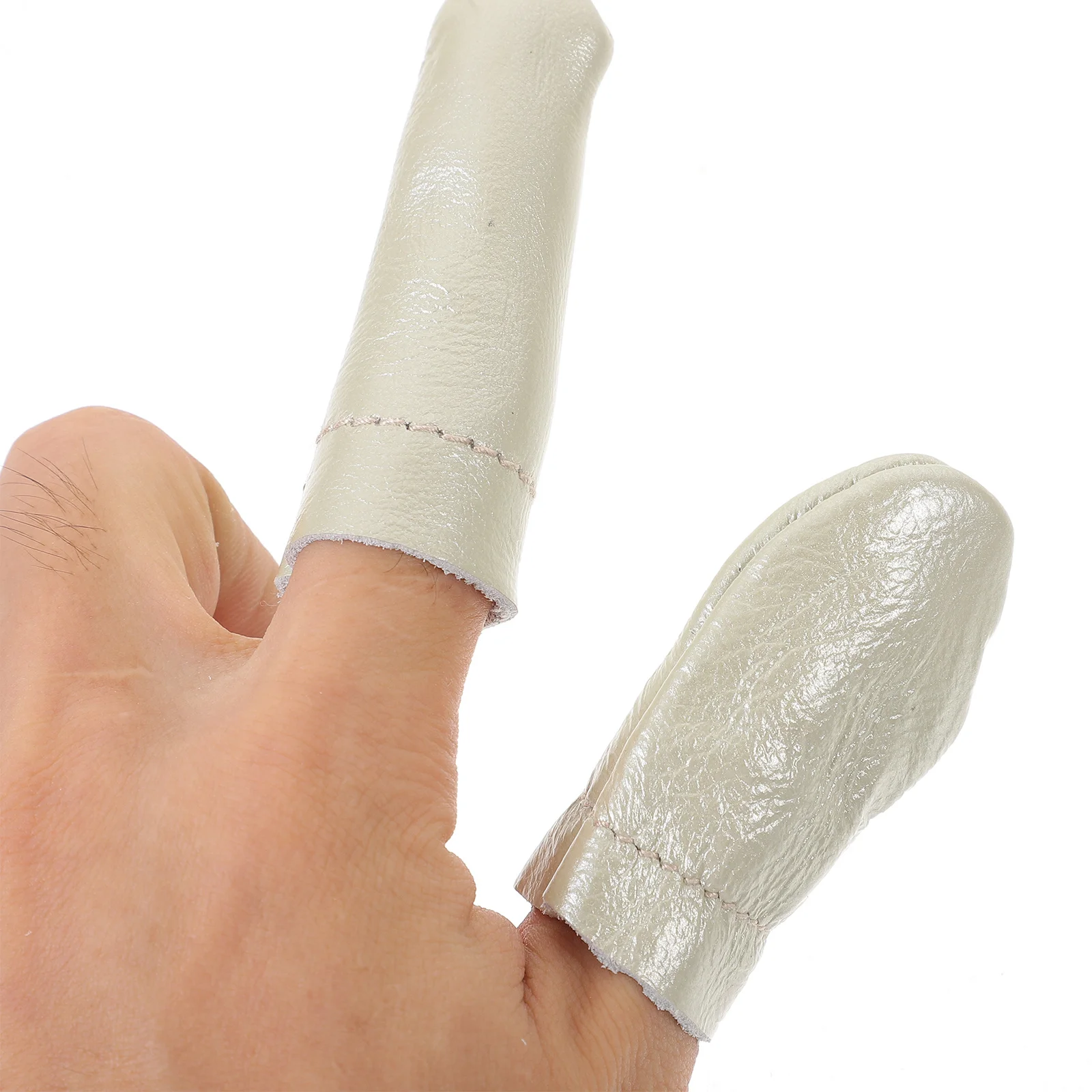 6 szt. Grube ochraniacze na palce z skóry bydlęcej do robótek dziewiarskich, haftu, szycia, rękodzieła, nakładki na kciuk i palec środkowy, izolowane, wygodne