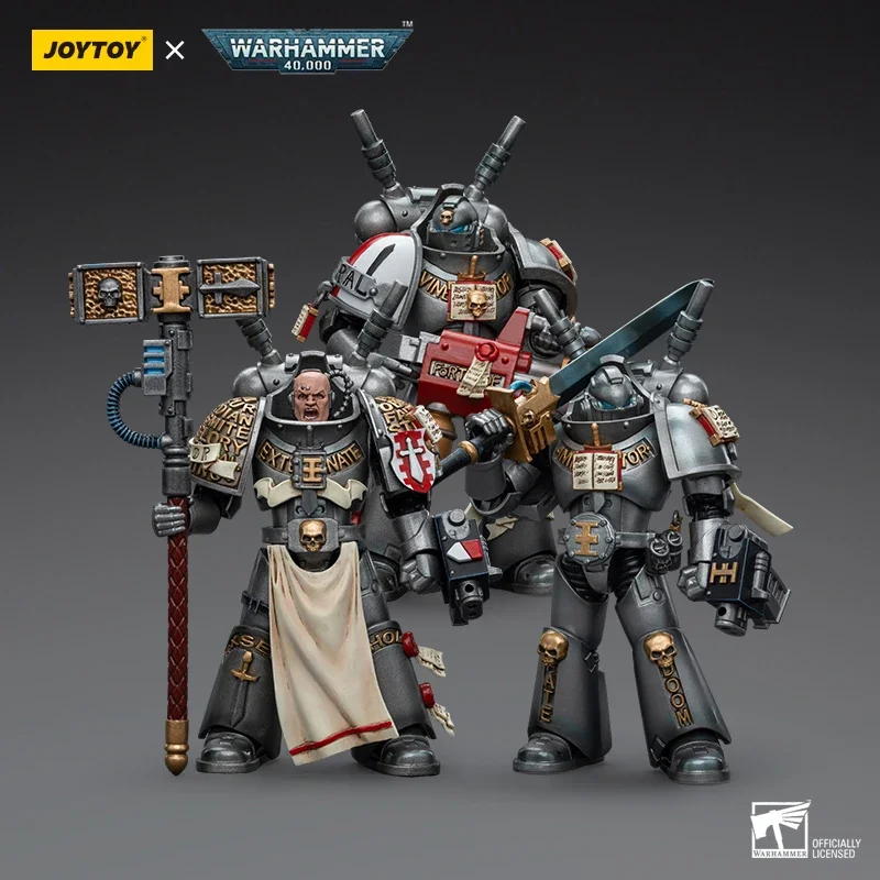 [In-Stock] JOYTOY Warhammer 40k 1/18 Action Figure Grey Knights Strike Squad Justicar Psilencer Psycannon Anime Collection Model