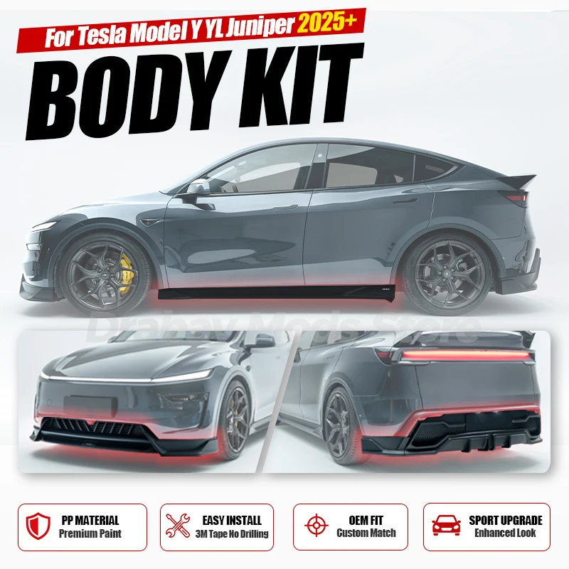 Body Kits Yofer Style For Tesla Model Y YL Juniper 2025+ PP Front Rear Bumper Lip Diffuser Side Skirt Exterior Mods Accessories