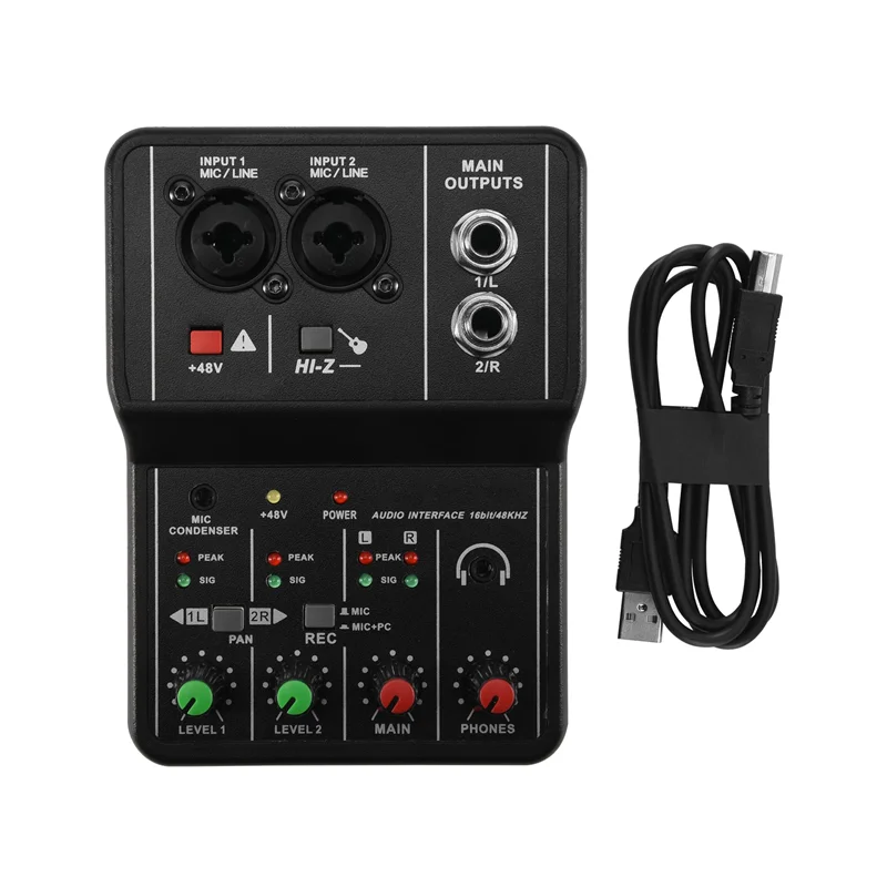 B18B TEYUN Q-12 Sound Card Audio Mixer Sound Board Console Desk System Interface 4 Channel 48V Power Stereo Computer Sound Card