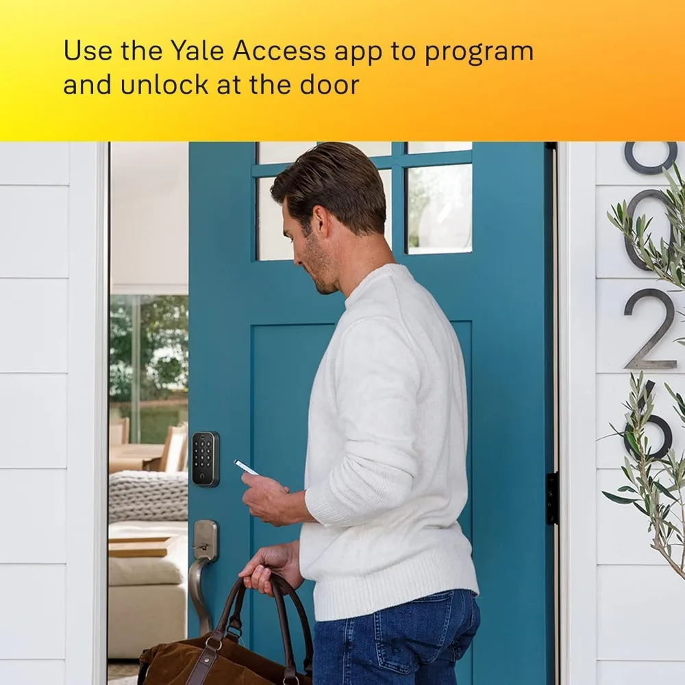 Yale Assure Lock 2 Deadbolt, fechadura de porta de entrada sem chave de níquel acetinado com teclado digital touchscreen e conectividade Bluetooth (não