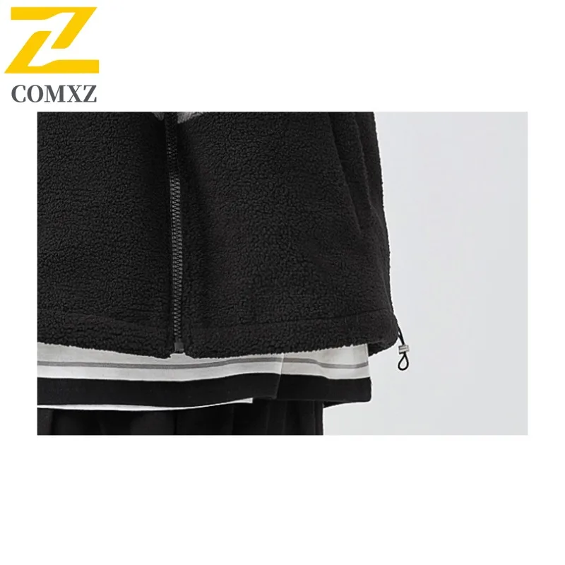 COMXZ جديد الشتاء سترة الرجال صوف مبطن التخييم سميكة سترة قطن ملابس العمل غير رسمية الرجعية خفيفة الوزن ملابس خارجية رياضية 2025