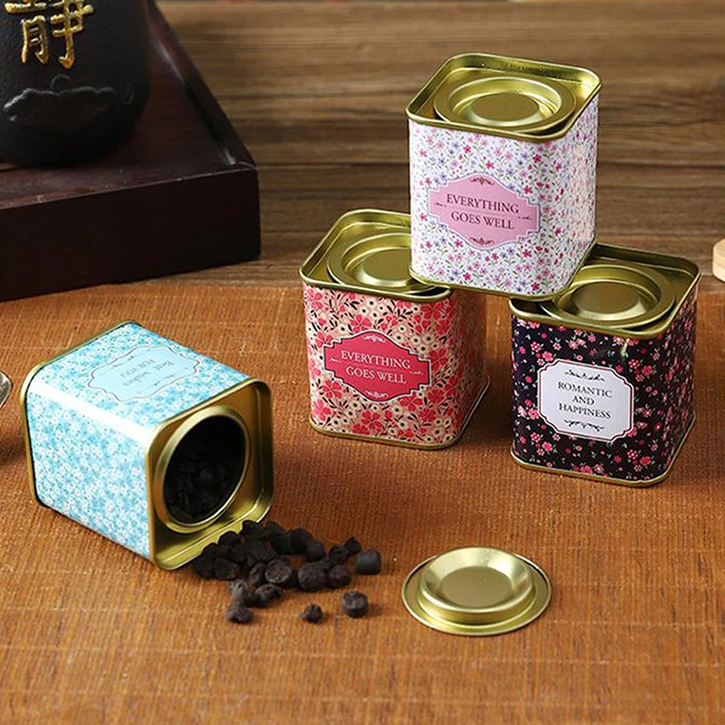 Tea Caddy Box Containers Candle Cans Coffee Candy Snacks Small Tin Mini Portable Storage Boxes Sealed Jars Packaging Teaware
