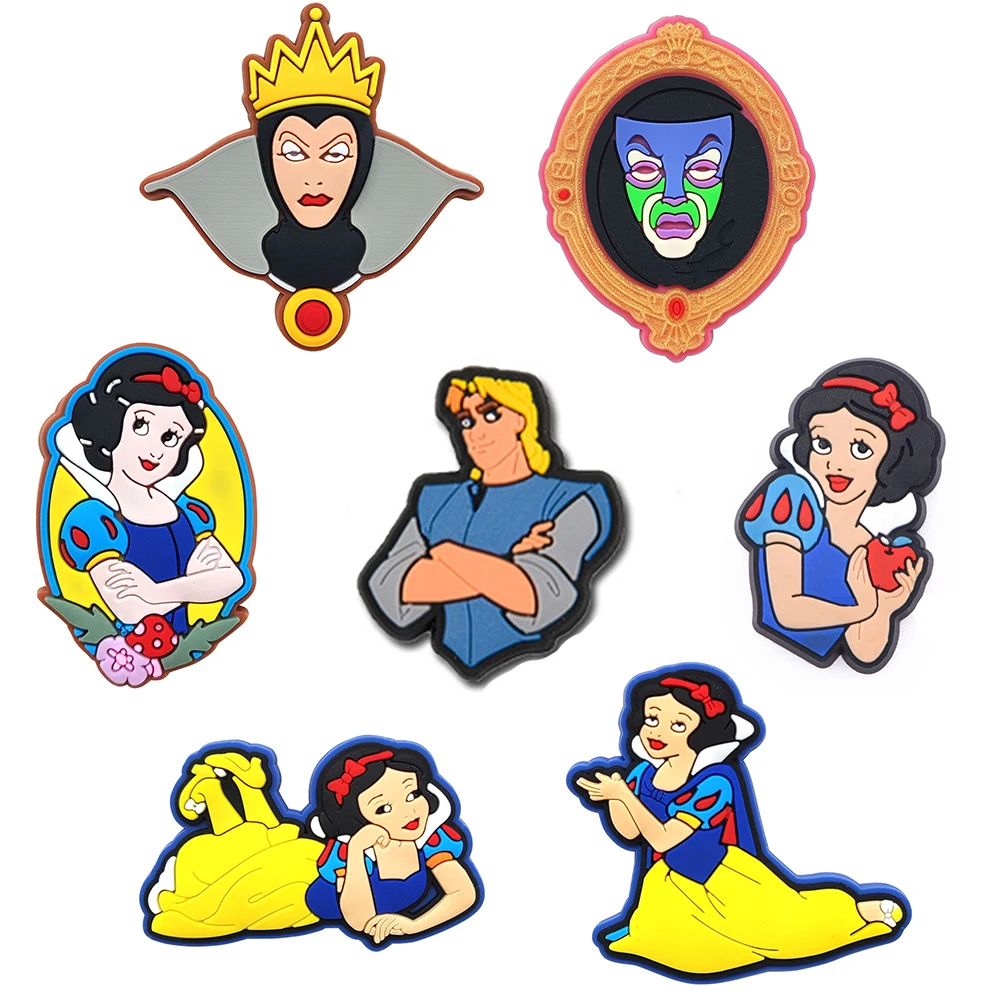 25pcs/SET Snow White and the Seven Dwarfs Cartoon Series for Shoe Charms Accessories DIY Decoration for Classic Clog Kids Gifts