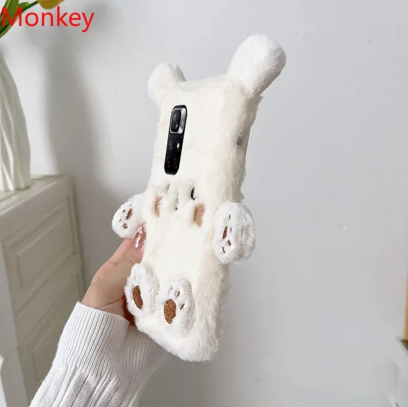 Casing Ponsel Bulu Beruang Coklat Lucu untuk Samsung Galaxy S25 Ultra S24 FE A06 A16 A26 A36 A56 A05S A15 A25 A35 A55 Sampul Musim Gugur Musim Dingin