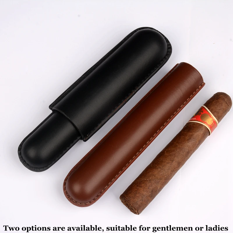 54 Ring Cigar Case Man-made Leather Cigar Holder single Tube Mini Cigar Box Portable Humidor Best Smoking Accessory For Man