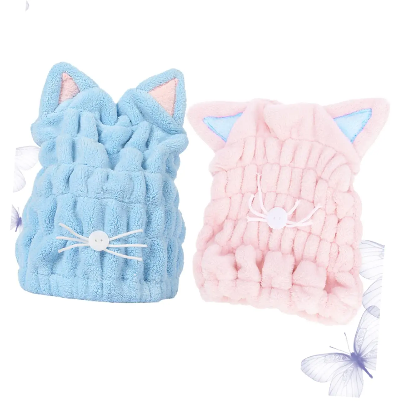 2Pcs Drying Towel Bath Towel Cap Coral Fleece Hair Towel Wrap Quick Drying Bath Cap Quick Dry Hair Towel Cat Ear Hair Cap Cute