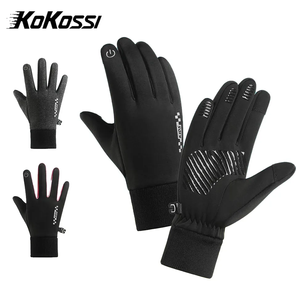 

KoKossi зимние противоскользящие детские велосипедные перчатки с сенсорным экраном, теплые термоводостойкие зимние спортивные перчатки для мальчиков и девочек