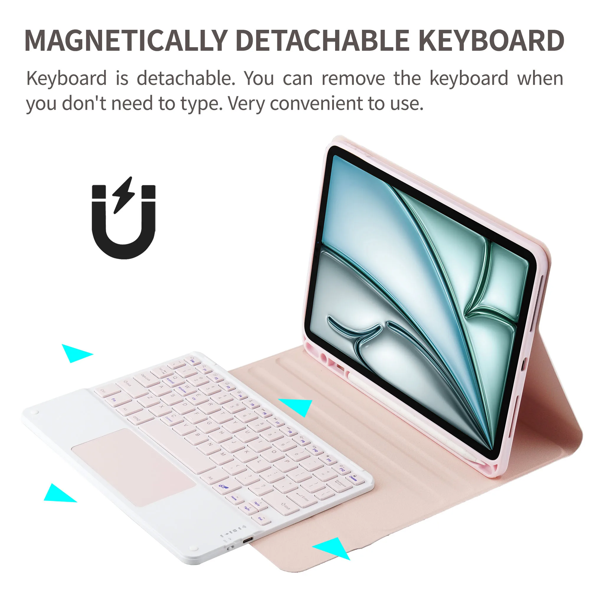 حافظة هواء IPad مع لوحة مفاتيح ، Pro 11 ، M2 ، 4 ، الجيل الأول ، الهواء ، الجيل الخامس ، الجيل الرابع ، 3 أجهزة اتصال ، 11 بوصة