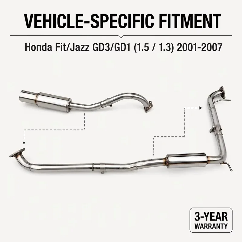 Perfectly Customized Performance Cat Back Exhaust Specifically Designed for Honda Fit/Jazz GD3/GD1(1.5 /1.3) 2001-2007
