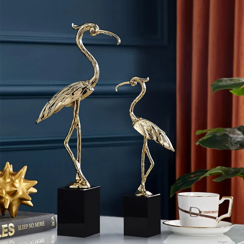 PYH red-crowned crane desktop ornament light luxury simple crane cabinet model room TV cabinet decoration