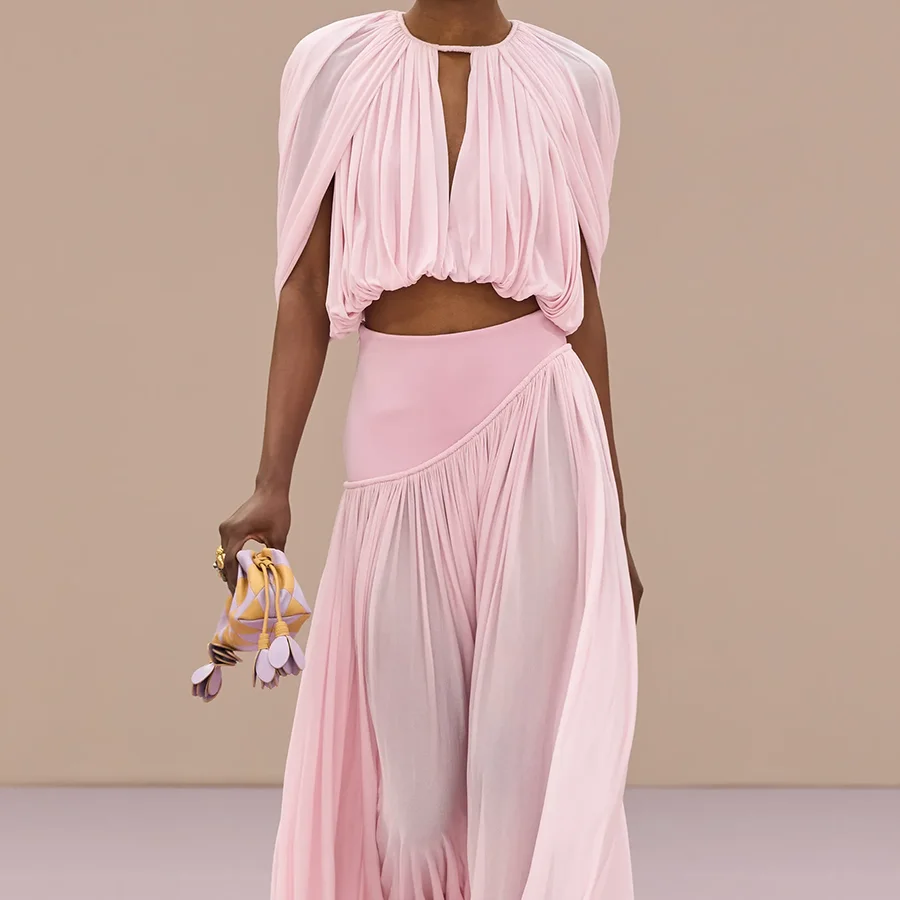 

Elegant Chiffon O-Neck Pink Ruched Straight Formal Evening Dresses Birthday Party Prom Gowns Customized