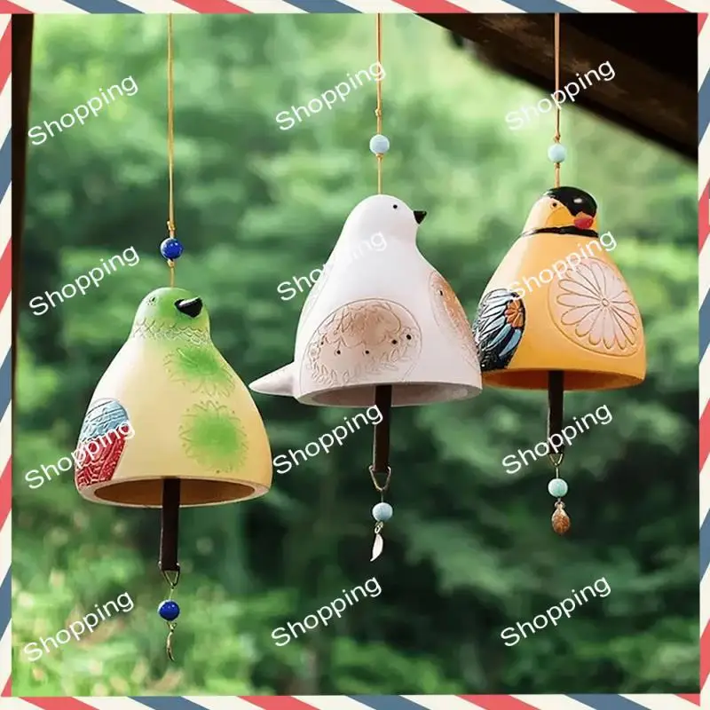 A44m pássaro canção sino decoração do jardim pássaro canção sino vento carrilhão música pendurado sinos de vento sinos pássaro canção pendurado sino