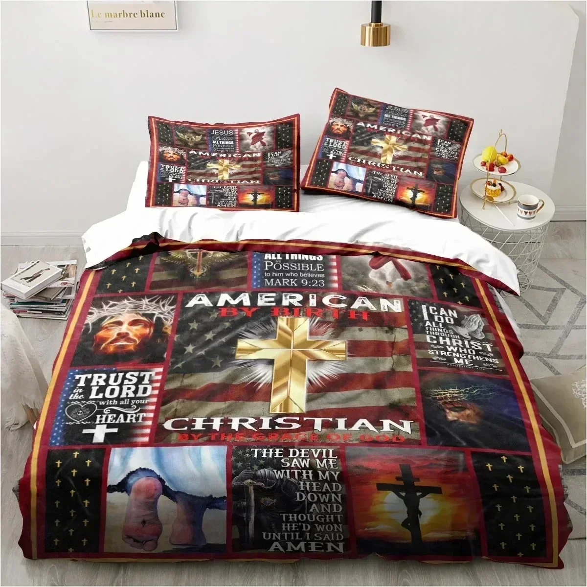 

New Jesus Christ Church Mary Christian Religious Bedding Set Duvet Cover Soft Quilt Cover Pillowcase Comforter king Queen Size