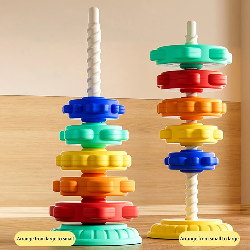 1 Set Kids Gifts Stacking Toy  Rainbow Gears Toddler Montessori Educational Sensory Toys Motor Skills Stacking Tower