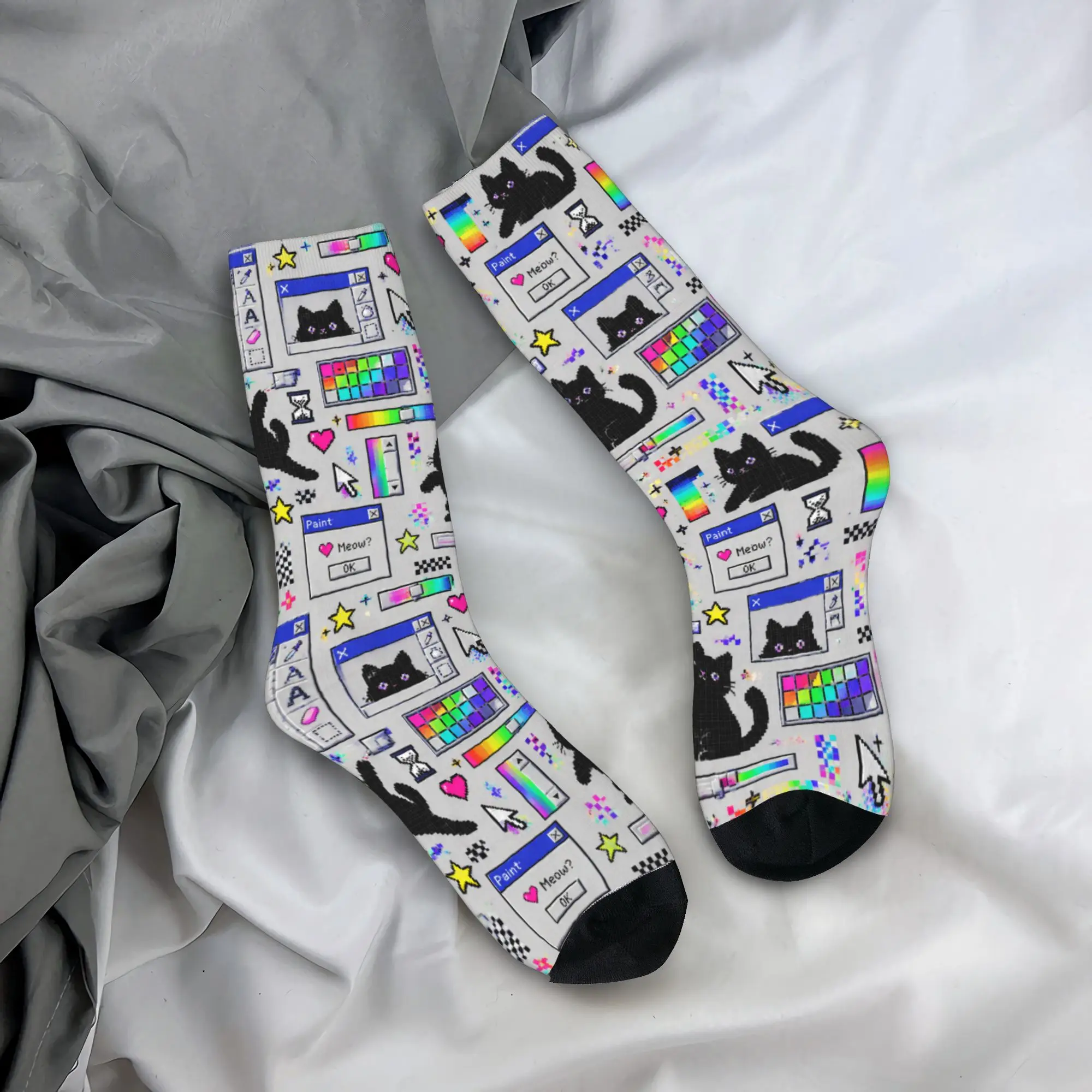 Men Socks Cyber ​​retro computer system malfunction pop up window Stockings Spring Casual High Quality Socks Anti Slip Socks