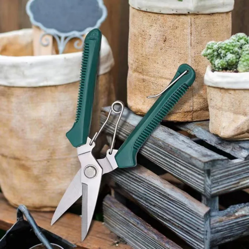 Non Slip Handle 190mm Straight Head Stainless Steel Pruning Shears Garden Scissors For Bonsai Household Plant Trimming Supplies
