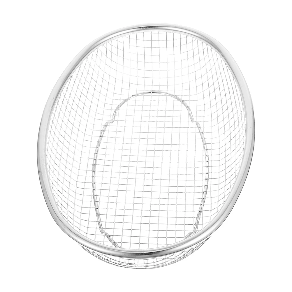 

1pcs Multifunctional Stainless Steel Basket 12.18 X 8.65 Inch Oval Mesh Strainer For Kitchen Food Storage Vegetable Washing