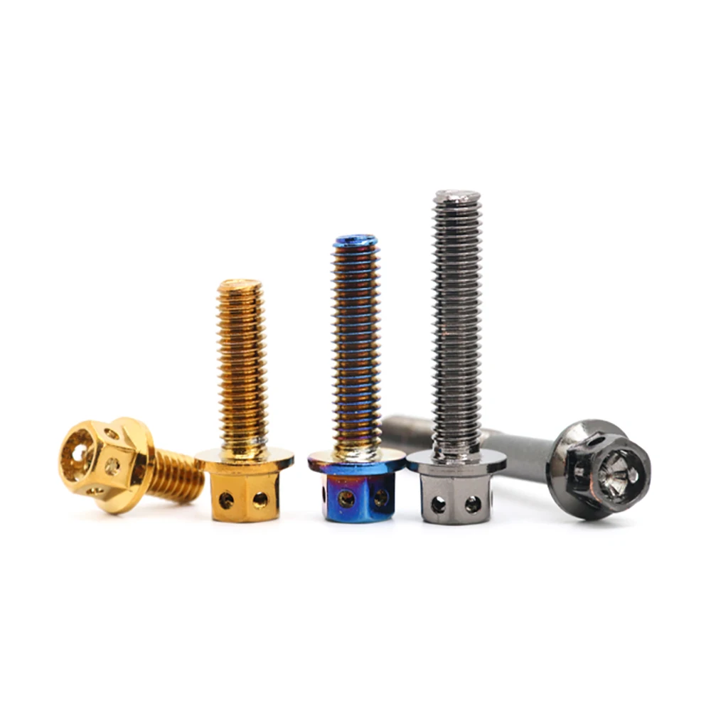 Vis à bride plaquée titane en acier inoxydable 304, 1 pièce, M4 M5 M6 M8 M10 pour moteur de moto/échappement/étriers de frein