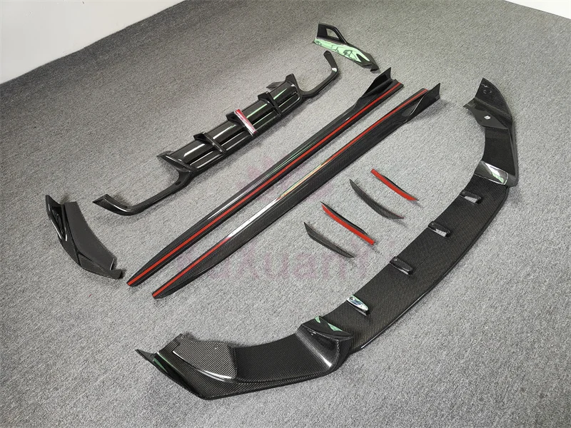 True carbon fiber AE style front bumper edge side skirt rear diffuser for 19-23 year BMW F98 X4M F97 X3M body kit