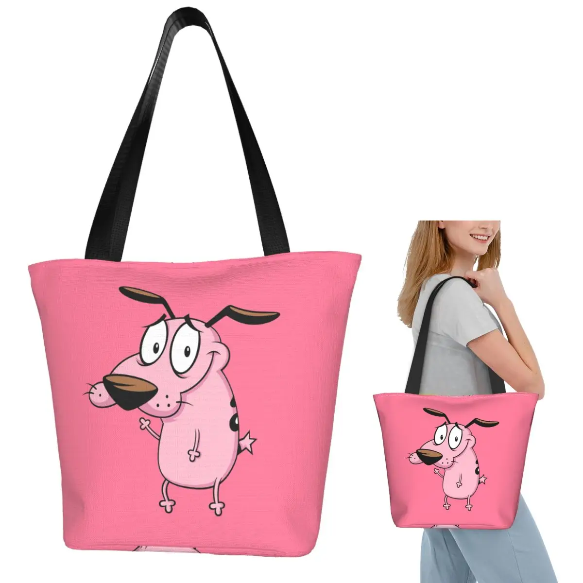 cowardly-cao-c-curage-dos-desenhos-animados-sacola-de-compras-lona-grande-capacidade-sacos-de-ombro-shopper-bolsa-de-compras-para-mulher