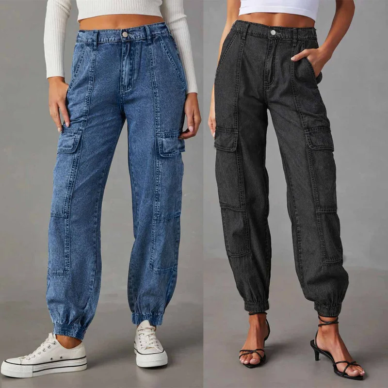 

Cargo Jeans Women23European and American New Autumn Fashion Casual Elastic Waist Ankle-Tied Loose Women's Pants