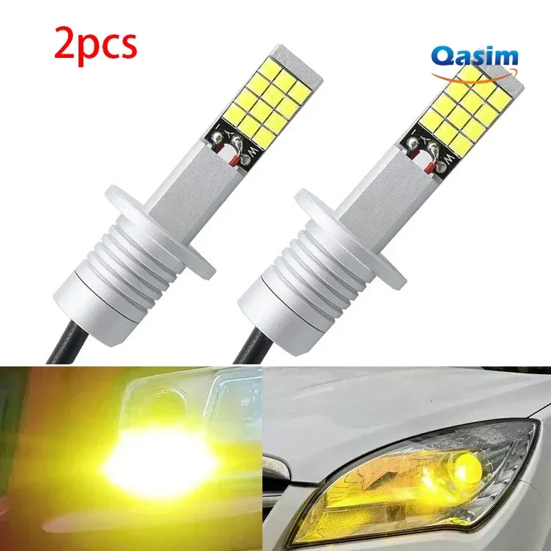 12V H1 H3 H4 H7 9005 9006 White Yellow 3000 6500k 3030 LED Car Motorcycle DRL Driving Lights Fog Lights Dual Coor 360 Degree