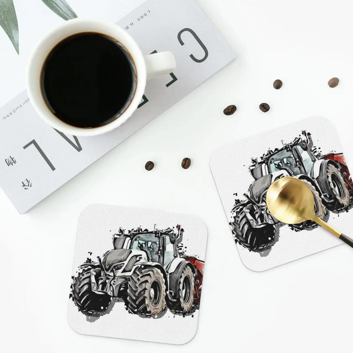 Valta Tractor Comic Coaster Heat Resistant Mat Table Decoration & Accessories Utensils For Kitchen Placemats Napkins Coffee Mat