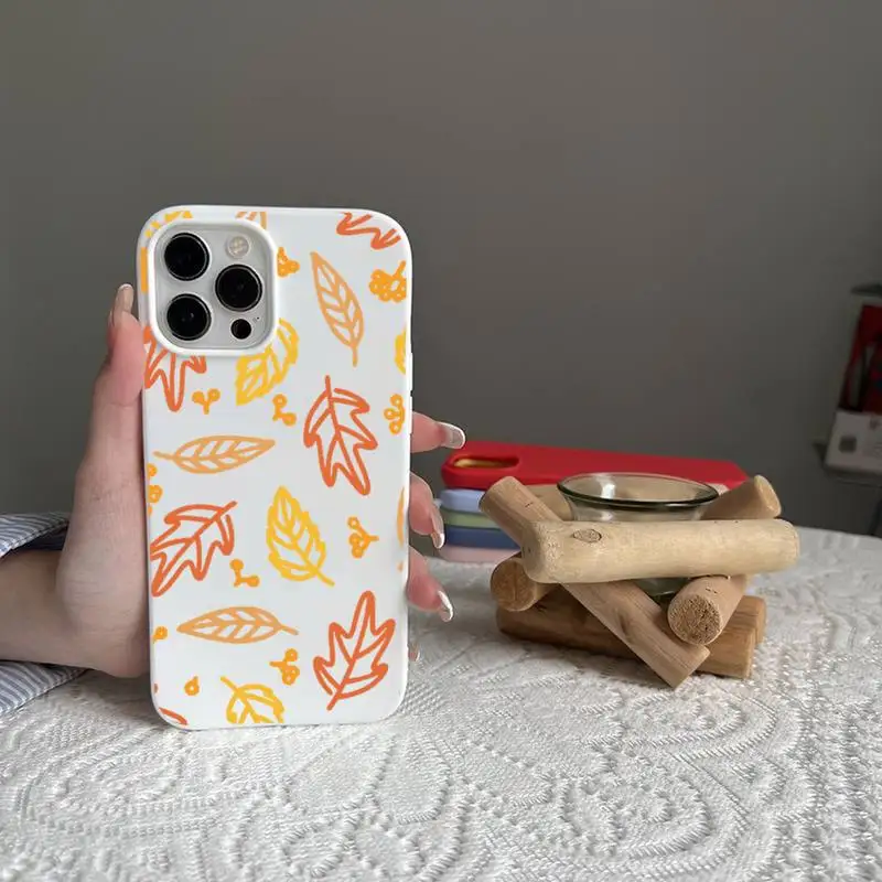 Etui na telefon z jesiennymi liśćmi klonu Happy Autumn Candy Color na iPhone 14 11 12 13 mini pro X XS XR MAX Plus