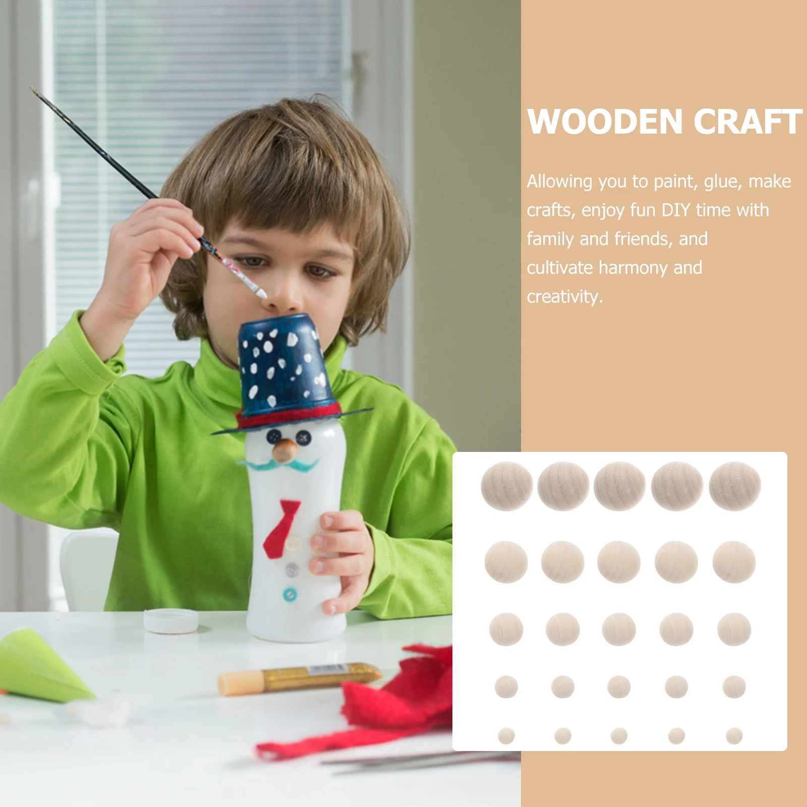 

200pcs Unfinished Wood Balls 1 Inch For Diy Crafts Wooden Beads Mini Round Balls Lightweight Craft Accessories Embellishment
