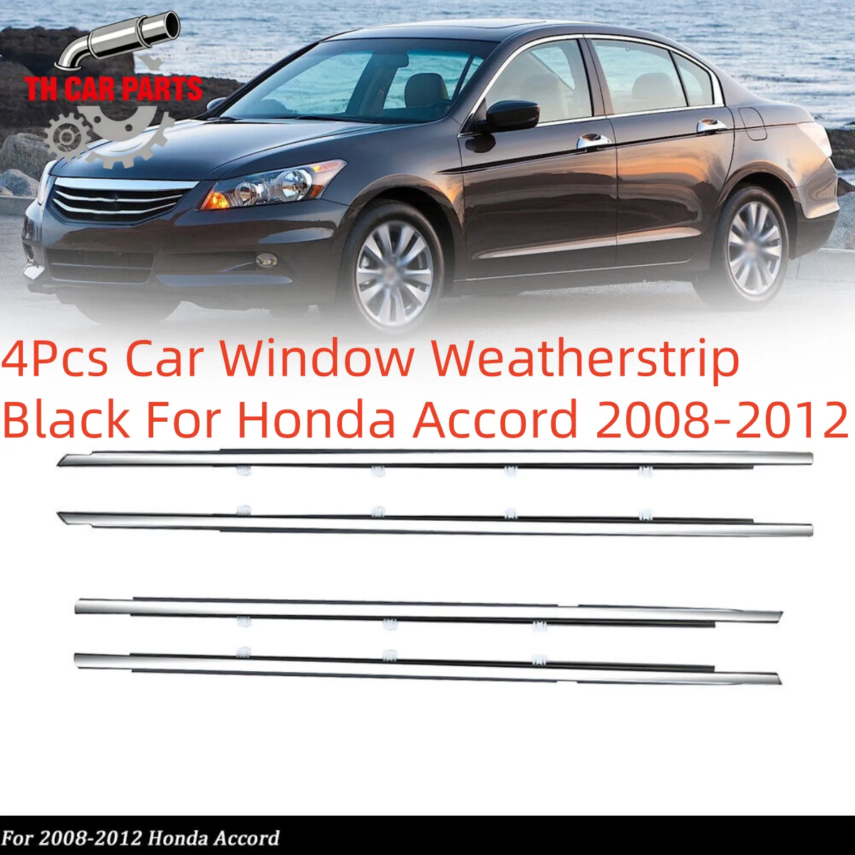 

Комплект из 4 черных уплотнителей для окон автомобиля Honda Accord 2008-2012, молдинги для окон, артикулы 72450-TA0-A01, 72410-TA0-A01