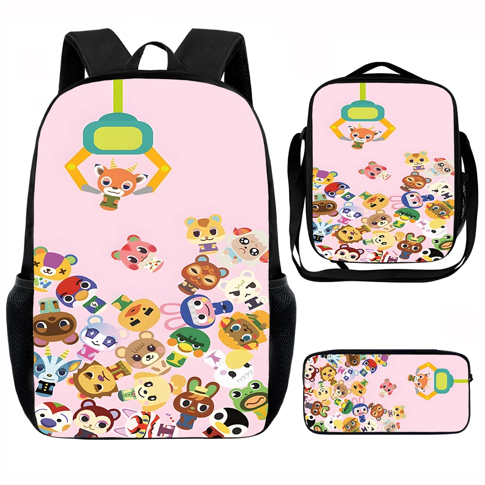 

Game A-Animal C-Crossing Child School Backpack with Lunch Bags ,Pencil Bags ,School Bags for Boys Girls Best Gift
