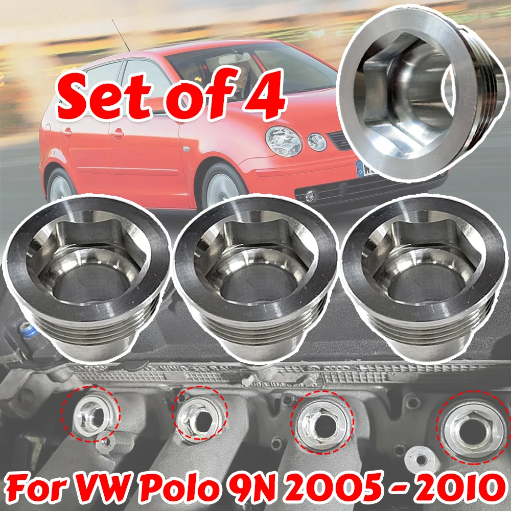 

4X Fuel Injector Insert Set For VW Polo 9N 2005 2006-2010 Beetle New Upgrade Aluminum Cup Seat 06B133555D Car Replacement Parts