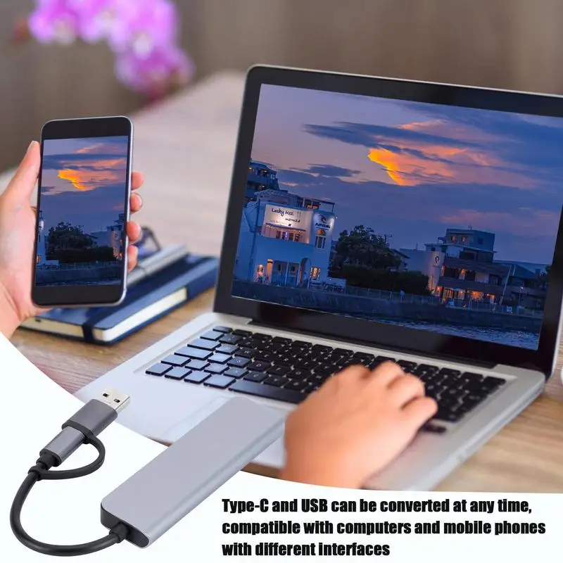 

Мини-USB C-концентратор Многопортовый USB-адаптер типа C 5 в 1 с портами TF 5 портов питания USB-концентратор C для портативного компьютера