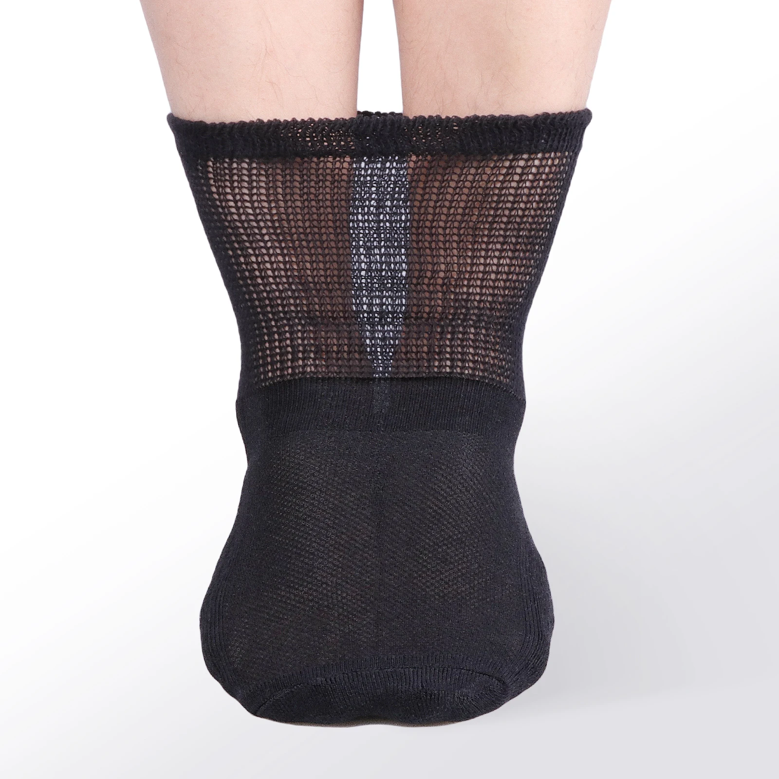 YUEDGE Men Bamboo Loose Diabetic Ankle Socks, Soft Seamless Toe & Non Binding Socks, Wide, Thin & Stretchy, 5 Pairs