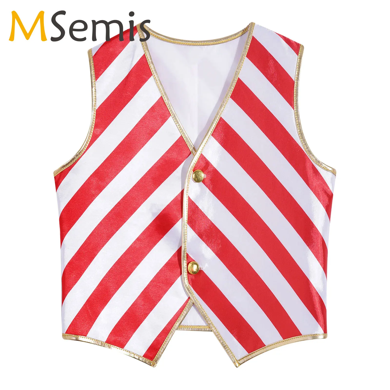 Kid Boys Girls Waistcoat Unisex Tank Tops Christmas Striped Blouse Outerwear for Holiday Festival Hip-hop Jazz Dance Xmas Vests