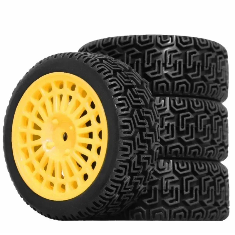 1/10 68mm Rally Tires Set for Tamiya TT01/XV02 WLtoys 144001 Off-Road Tread Unassembled Nylon Wheels (4pcs) Multi-Color Options
