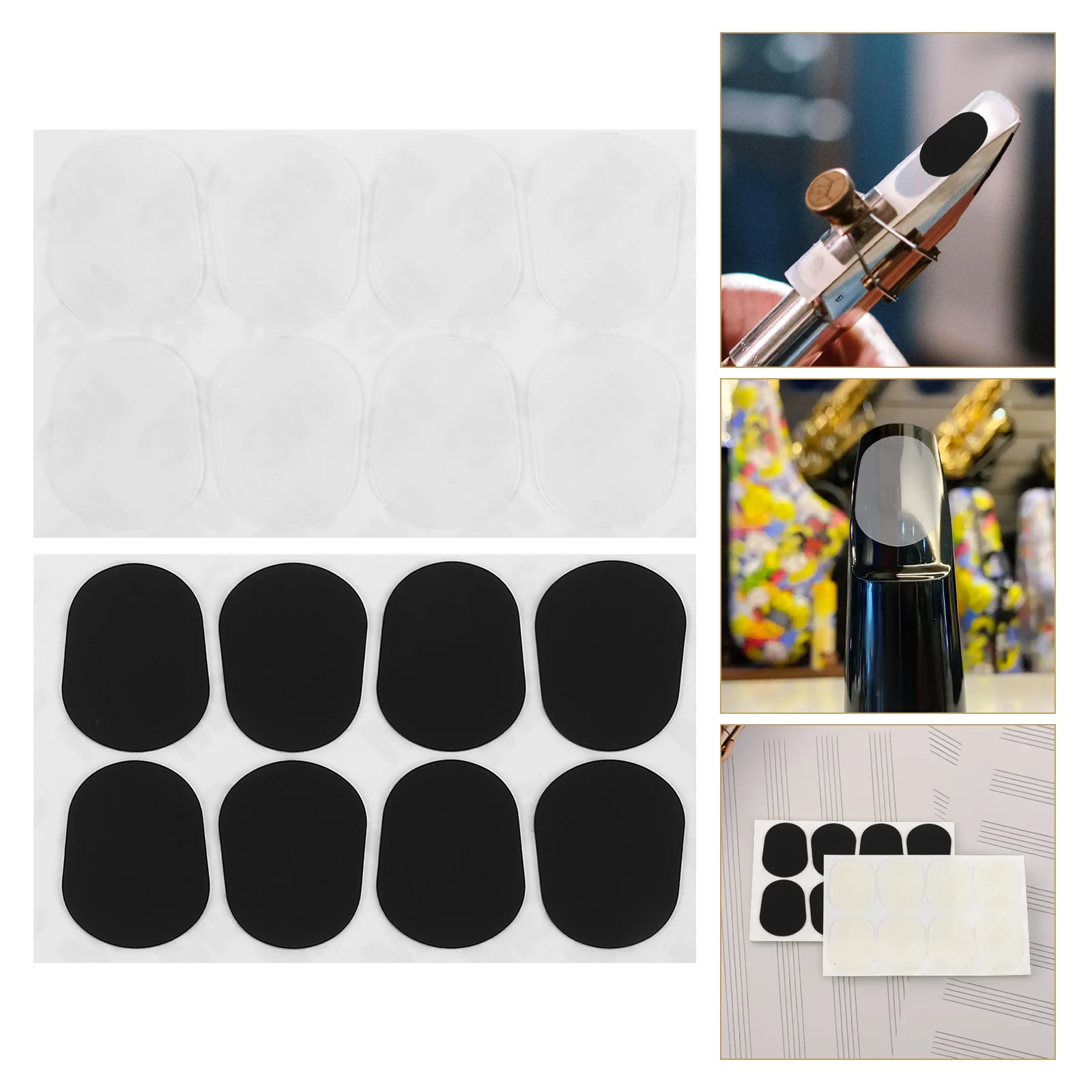 

16pcs Saxophone Tooth Pad Mouthpiece Silicone Gel Black Clarinet Alto Patch Ligature Accessories Comfort NonSlip Durability