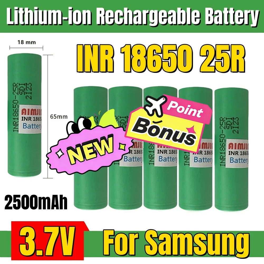 🚧INR18650 25R 18650 2500Mah 3,7V 18650 battery Lithium Rechargeable Batteries High Current Discharge 20A Power Cell
